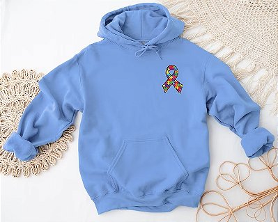 Blusa Moletom Azul Autismo Fechada Kanguru